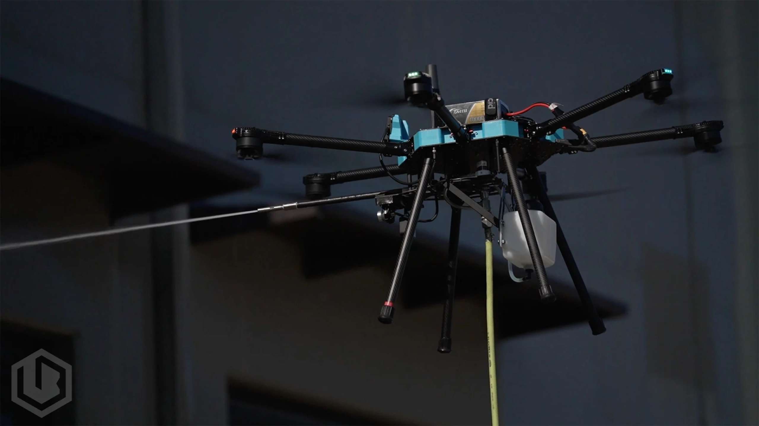 Image of a Drone Spraying a Solar Panel