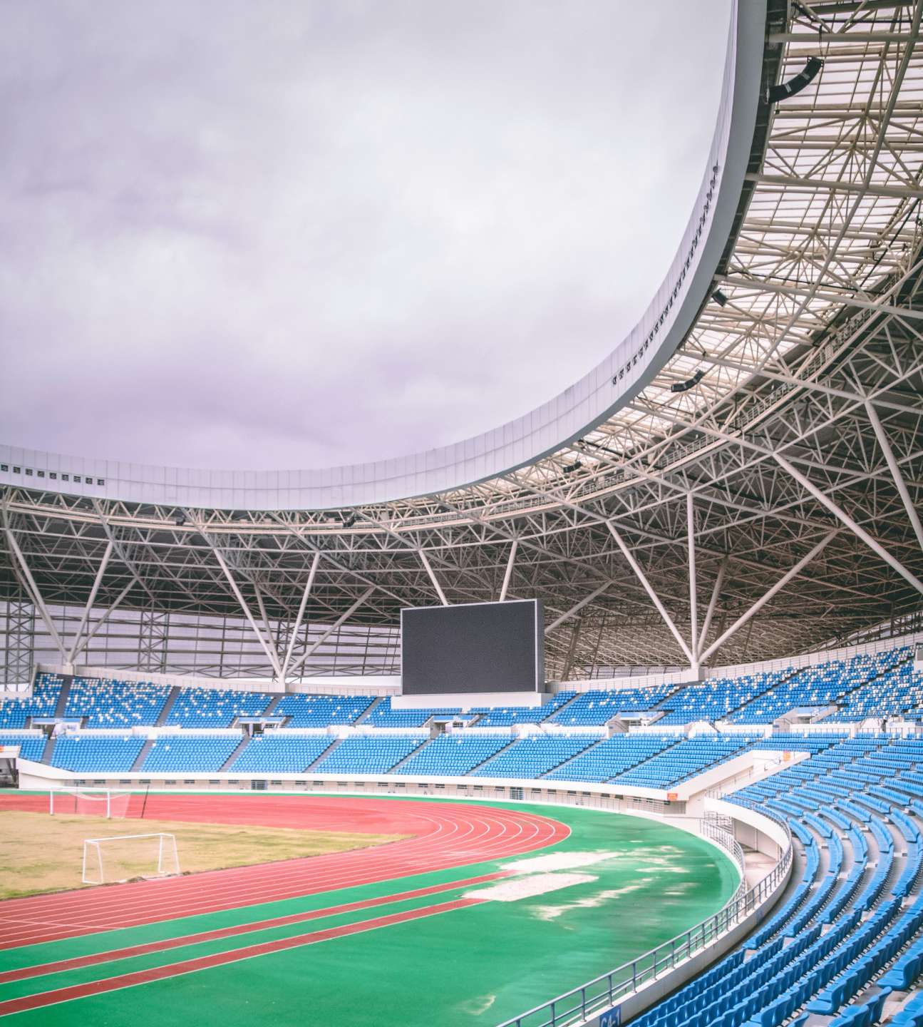 A drone cleaning a stadium