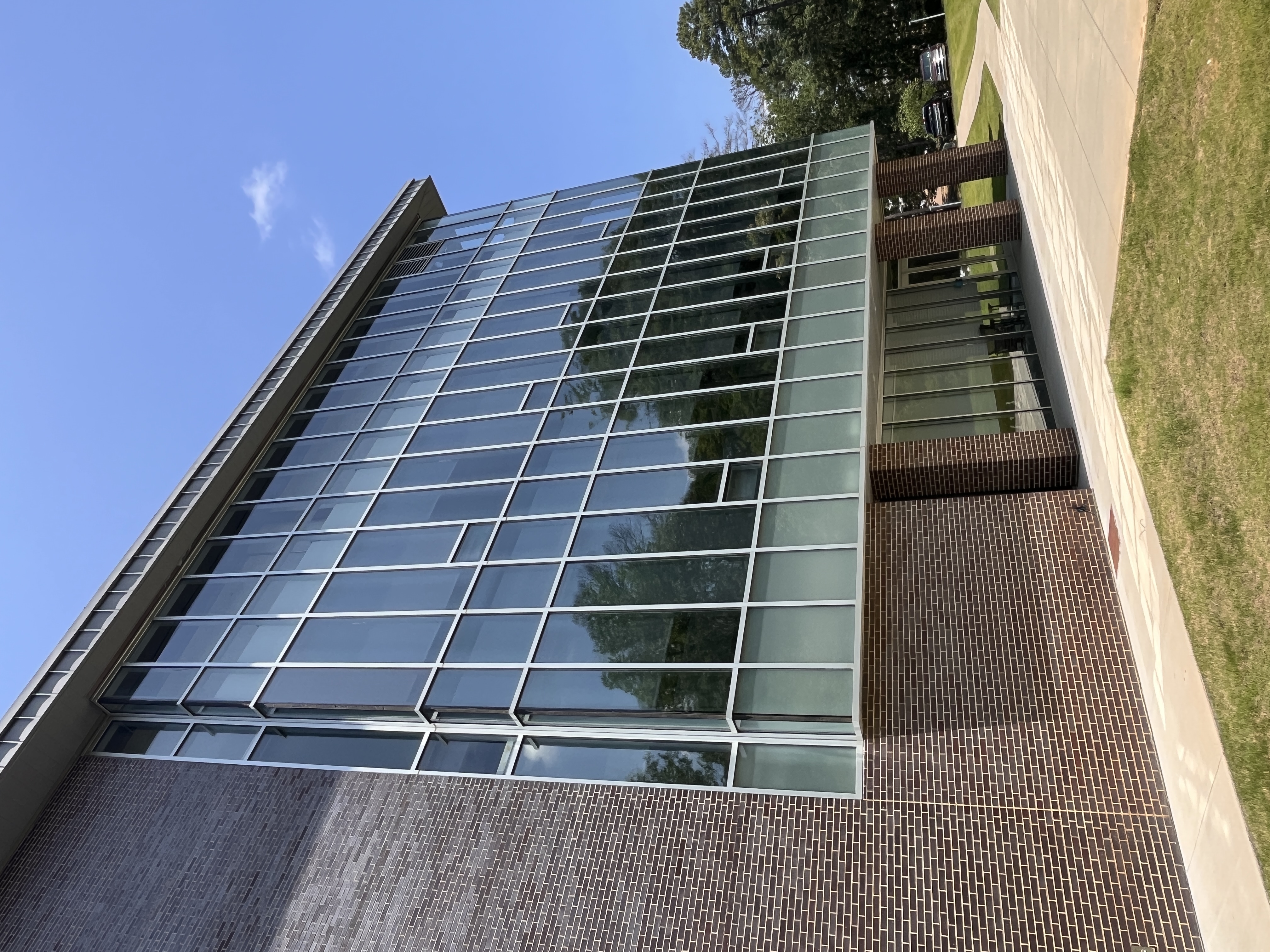 A drone cleaning a state agency building